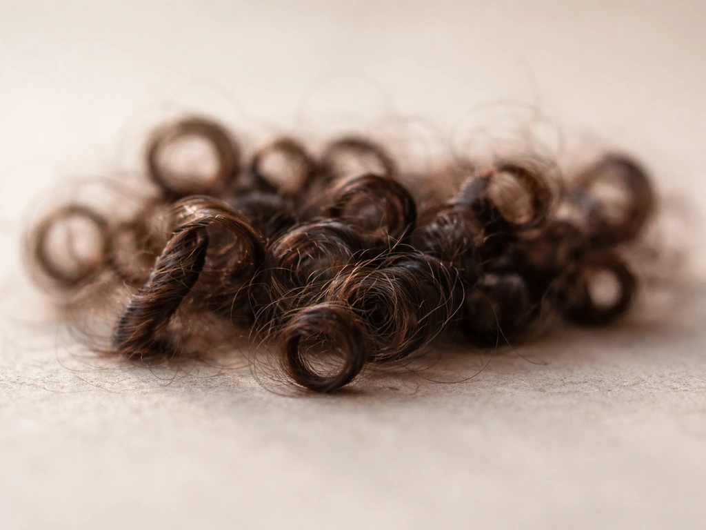 Close-up macro of hair strands with a subtle cross-sectional fiber view concept, softly lit.