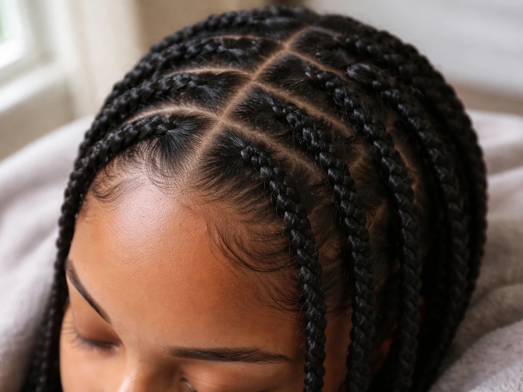 Close-up of neatly installed two-strand twists showing low-tension parting and careful edge touch
