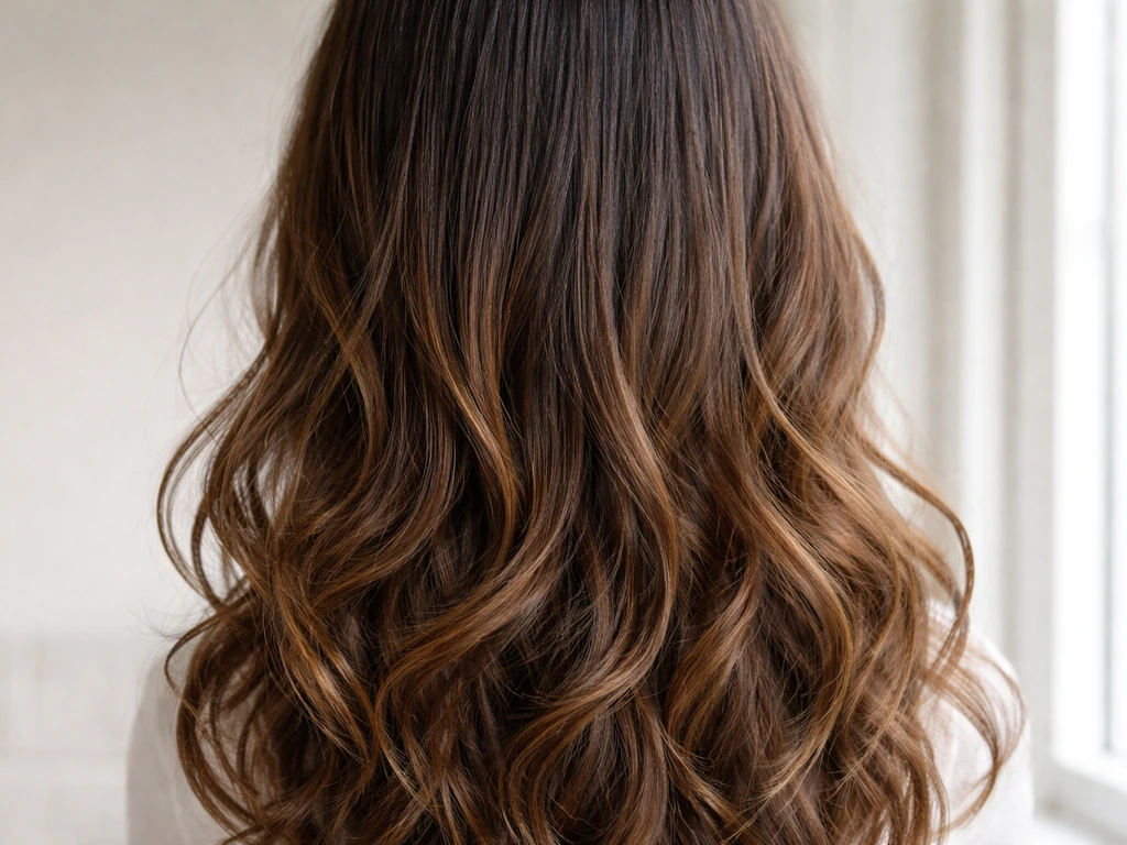 Close-up of hair roots-to-ends showing straighter new growth blending into permed curly lengths.
